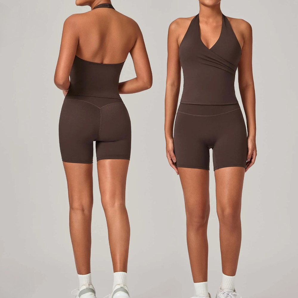 Yoga Fitness Outfit - 2ピース レディース ジム ジョギング スポーツセット ハイウエスト