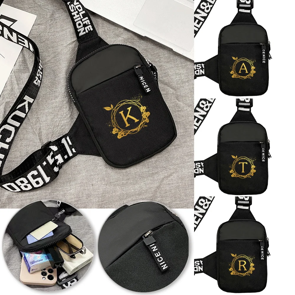 Yoga Fitness Name - メンズスポーツチェストパックフィットネスヨガミニチェストバッグ財布ショルダークロスボディバッグアウトドアリースイニシャル名AからZパターン