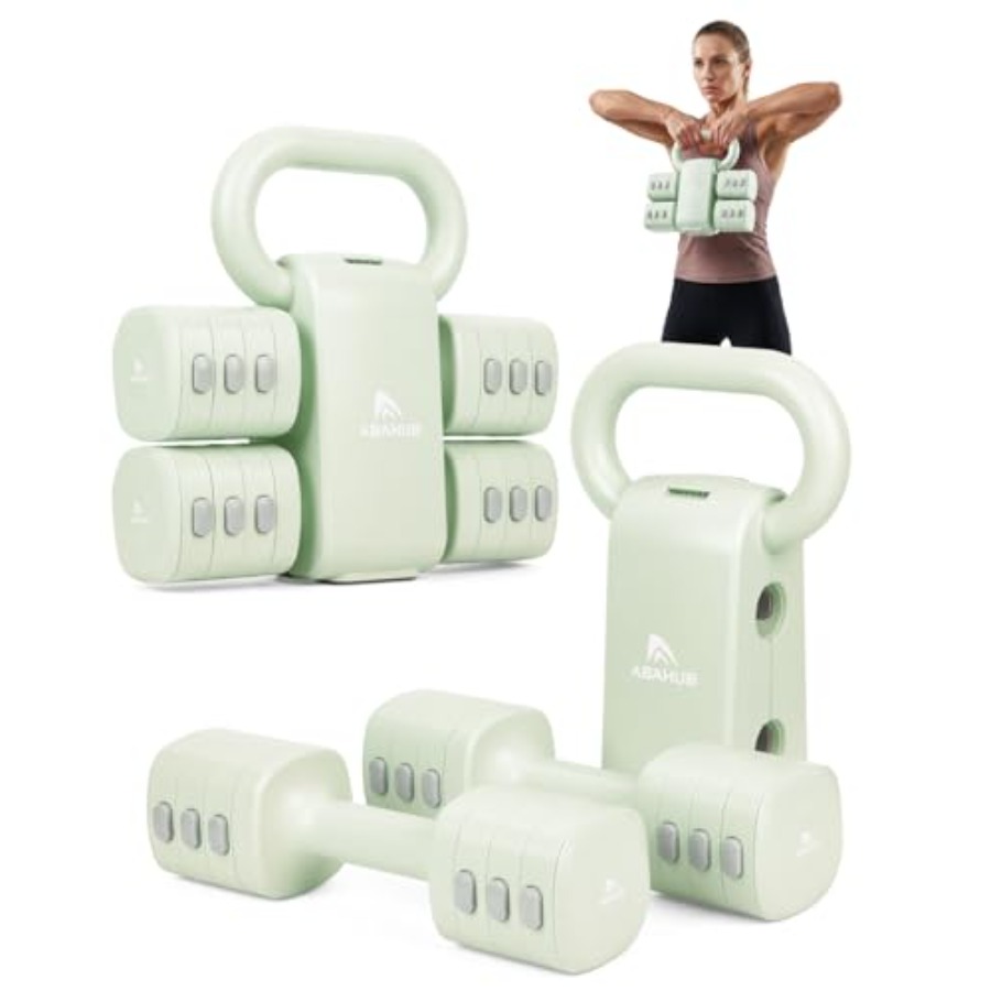 Kettlebell - ホームジムダンベルセット：4-in-1調整可能なウェイト、ケトルベルグリップコンバーター付き、スチール製、黒とグレー、省スペース