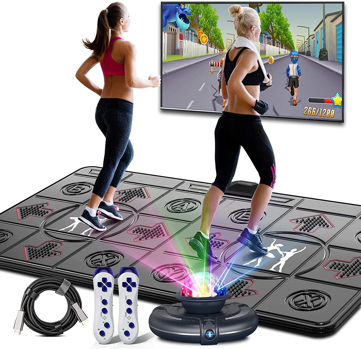 テレビPC用ワイヤレスダブルダンスマット、2つのゲームパッド - Yoga Fitness Tva のレビューと価格