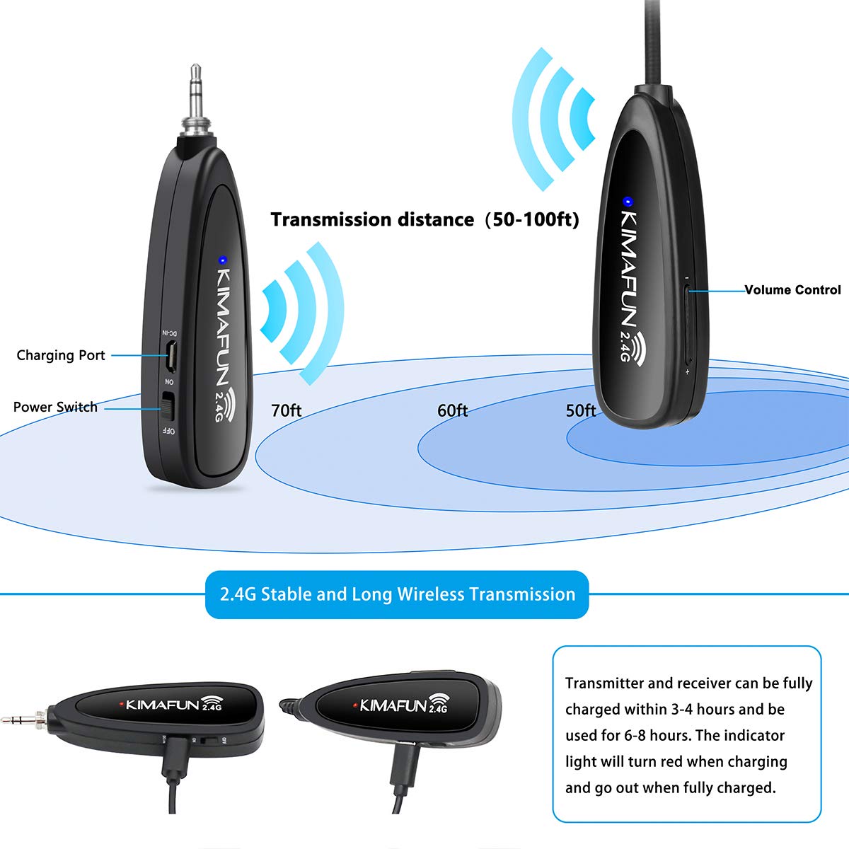 KIMAFUN 2.4G ワイヤレスフィットネスマイク、エア - Yoga And Fitness Instructor のレビューと価格