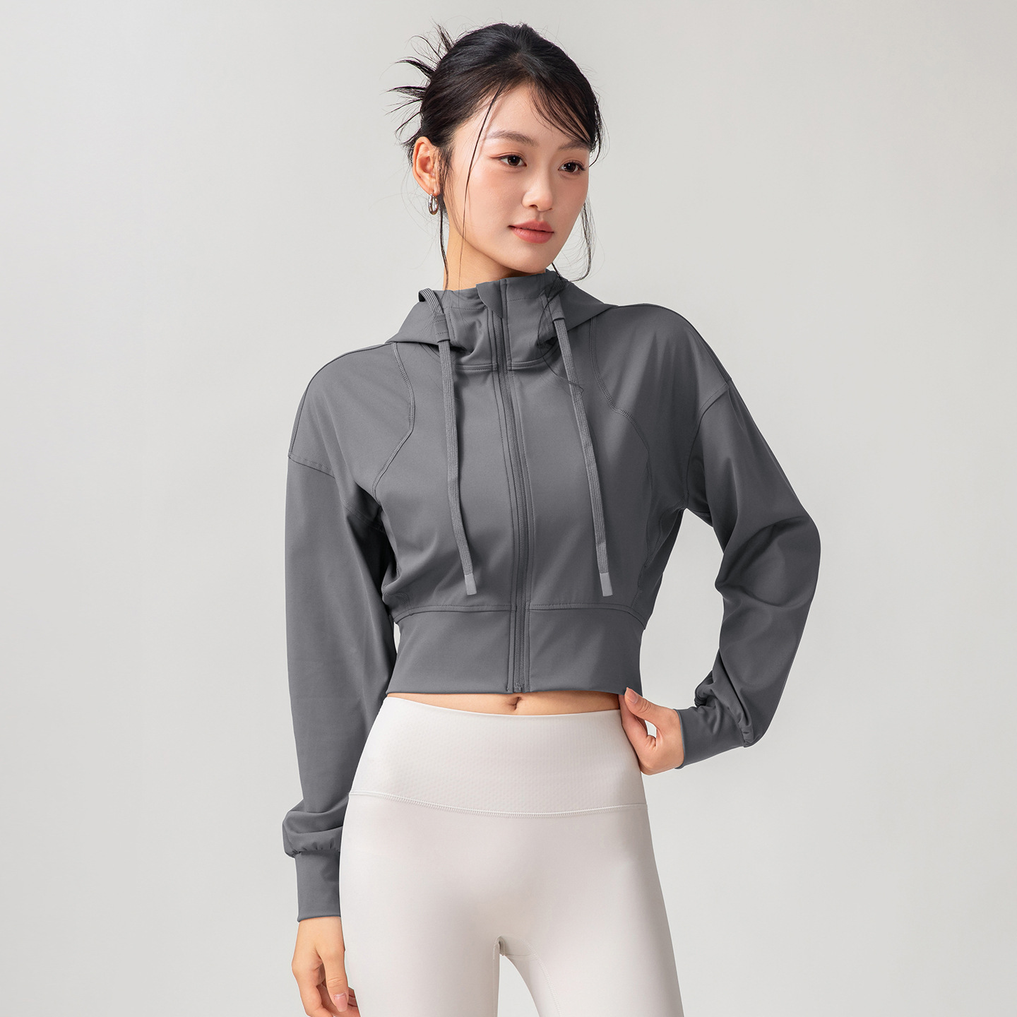 女性用 ソリッドカラー カジュアル スタンドカラー フード付 - Yoga & Fitness Center のレビューと価格