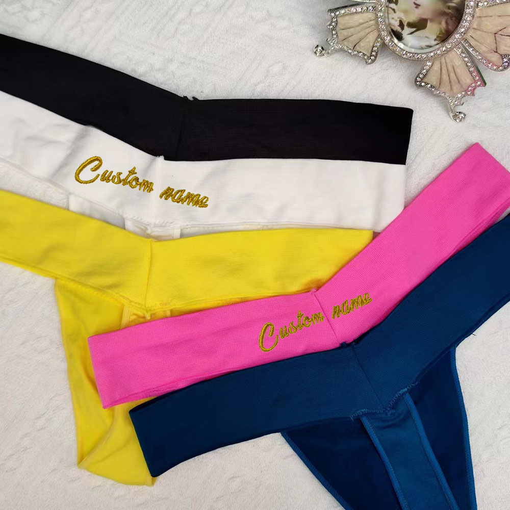 女性の名前が刺繍されたパーソナライズされたTバック,快適な下 - Yoga Fitness Name のレビューと価格