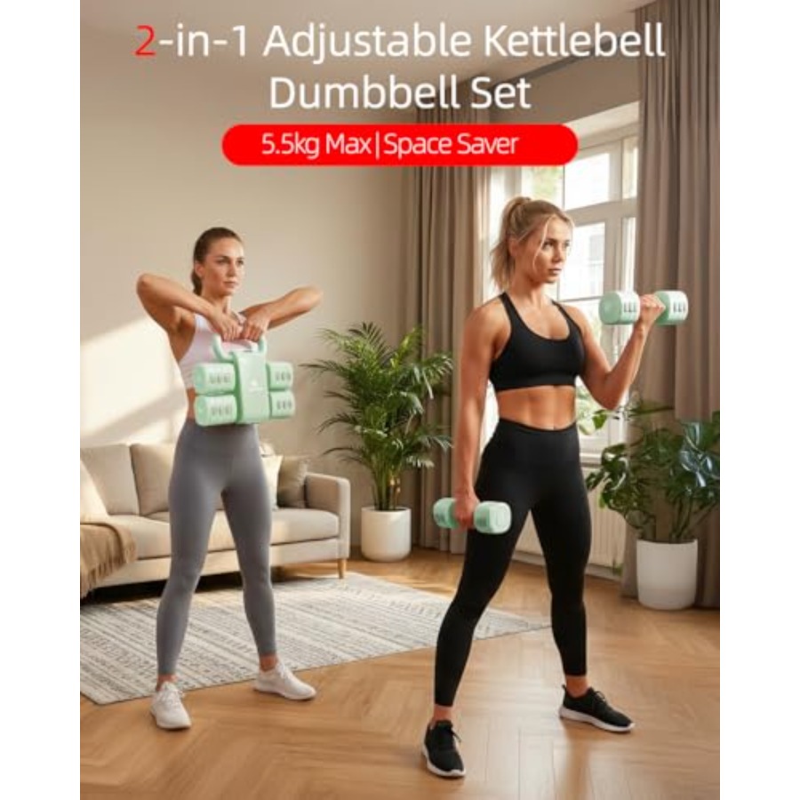 ホームジムダンベルセット：4-in-1調整可能なウェイト、ケ - Kettlebell のレビューと価格