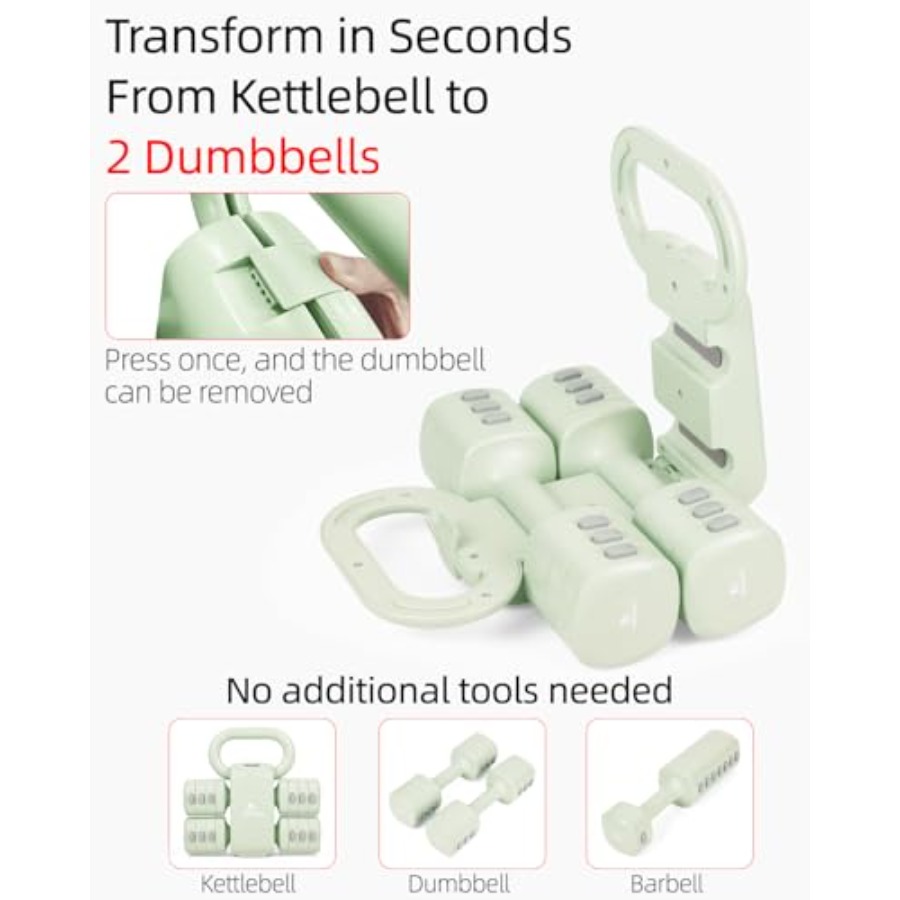 ホームジムダンベルセット：4-in-1調整可能なウェイト、ケ - Kettlebell のレビューと価格