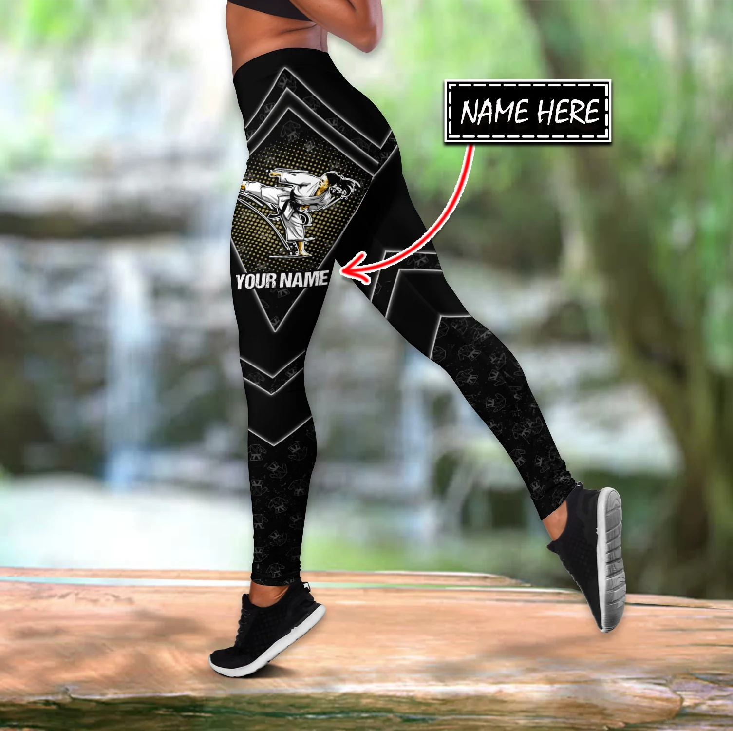 カスタムネーム空手3Dプリント中空タンクトップ＆レギンスセッ - Yoga Fitness Name のレビューと価格