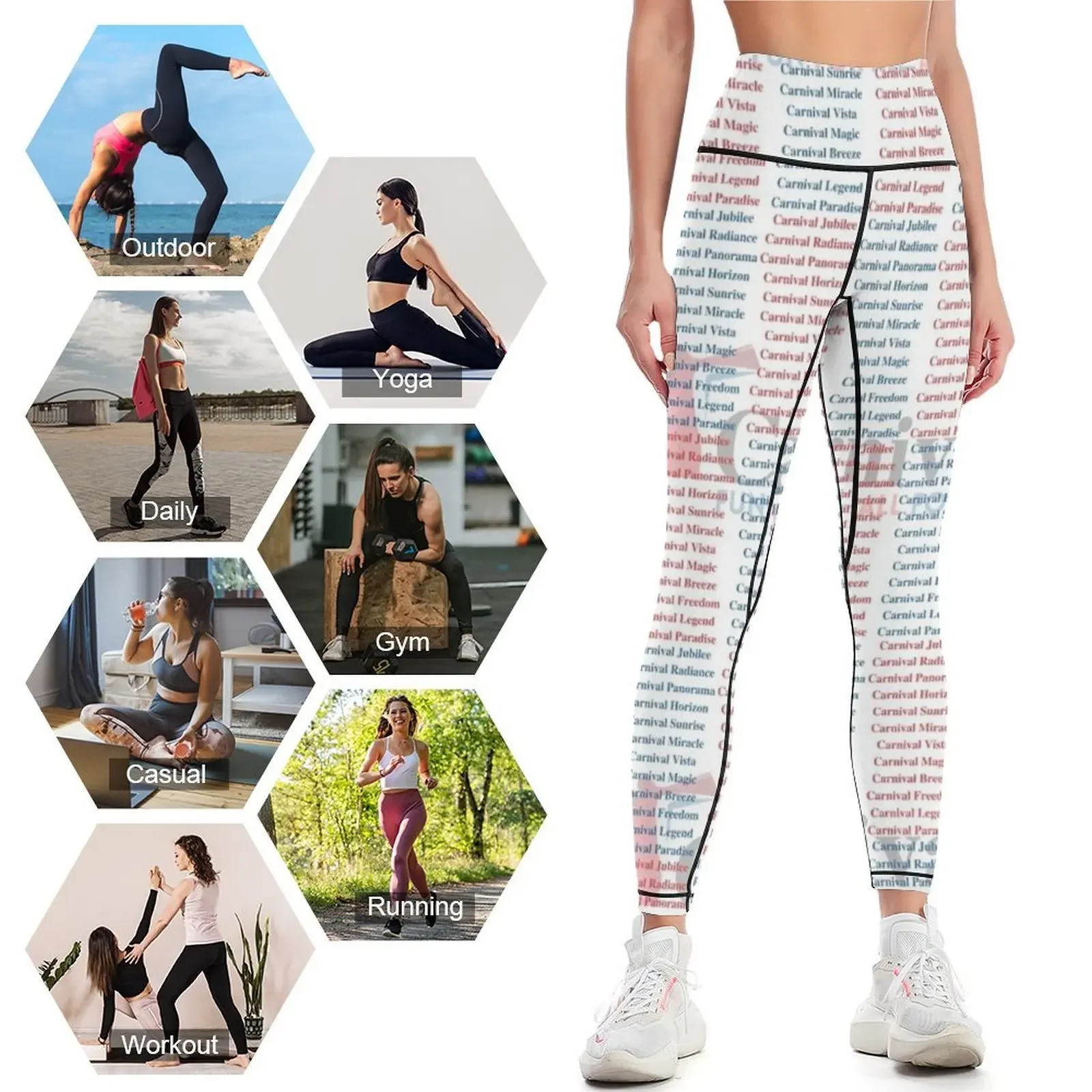カーニバルシップネームズレギンス、女性用ワークアウトウェア、 - Yoga Fitness Name のレビューと価格